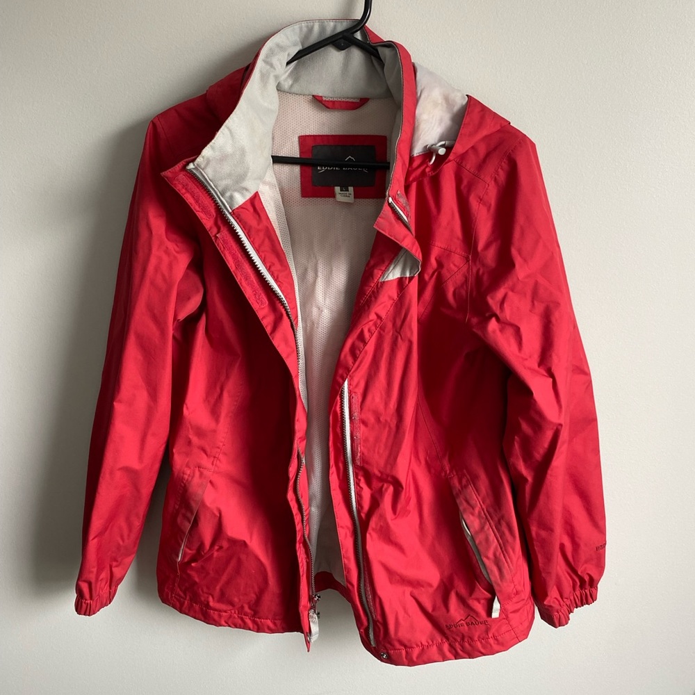 Eddie Bauer Women’s Red Rain Jacket size L